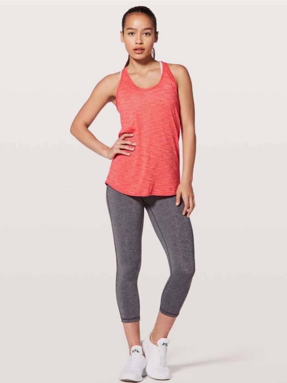 Lululemon Essential Tank Heathered Red Orange Size 2 - Picture 2 of 6